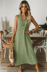 Vestido-Longo-Mangas-com-Decote-Entalhado-Verde-LOLINE-01