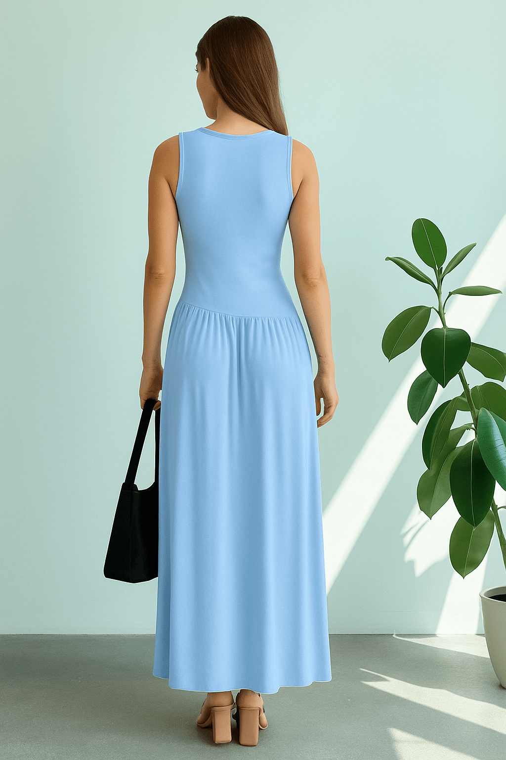 Vestido-Meline-Longo-Cintura-Franzida-Minimalista-Azul-LOLINE-013