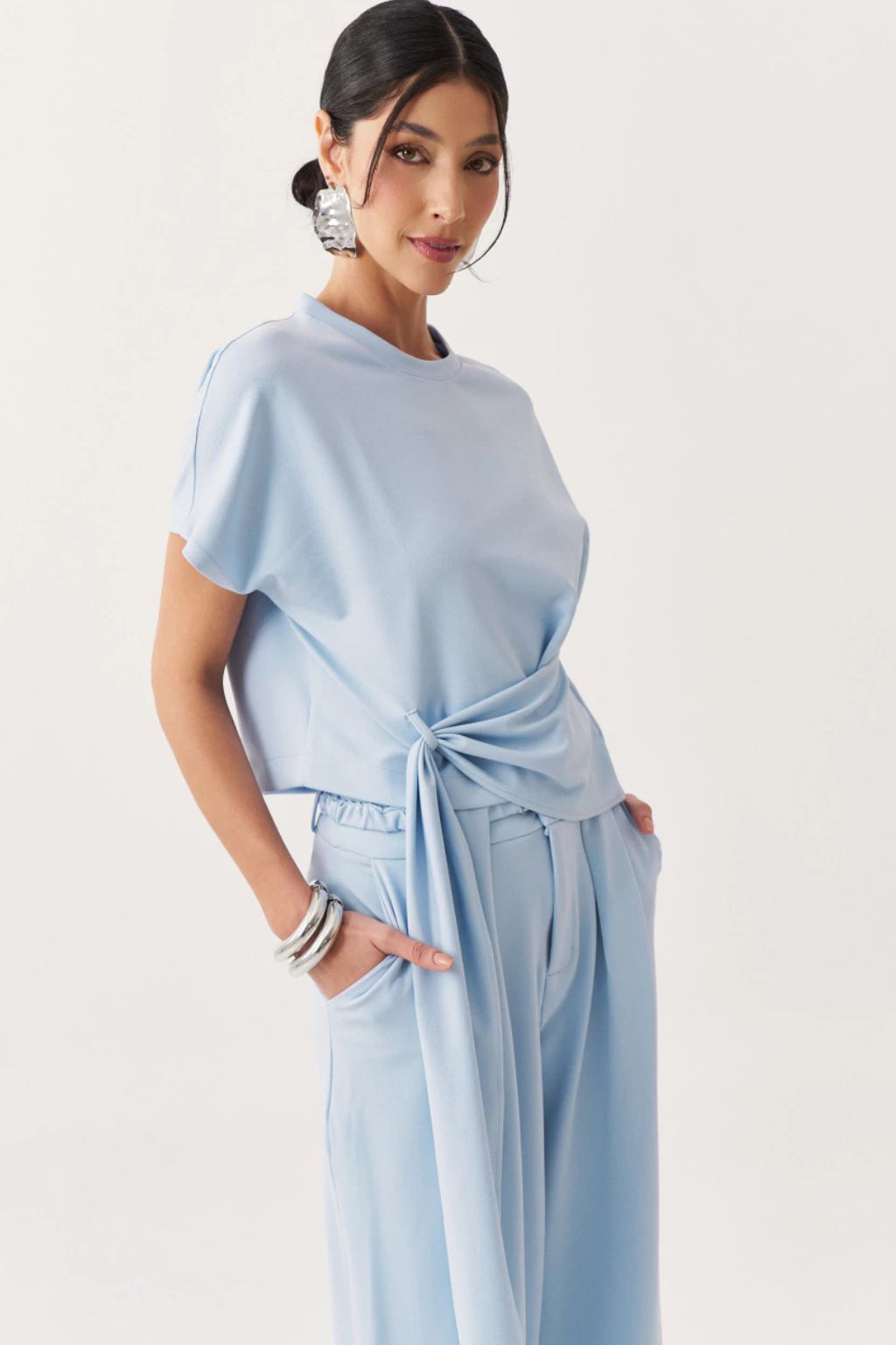 Blusa Ferrara em Malha Sarjada e Manga Japonesa