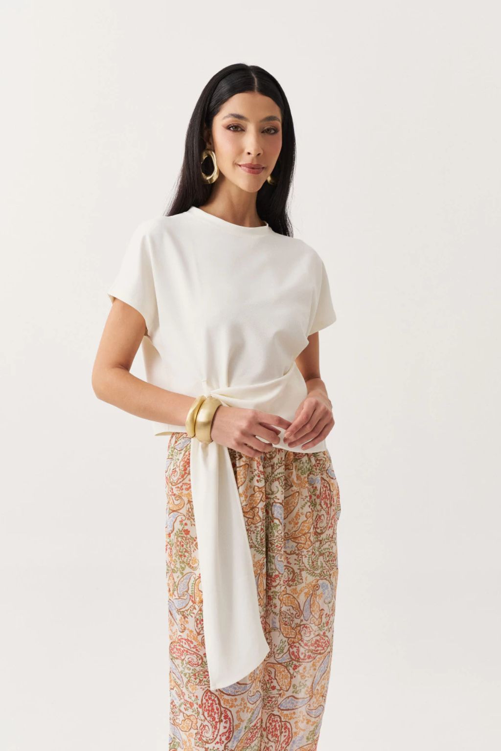 Blusa Ferrara em Malha Sarjada e Manga Japonesa