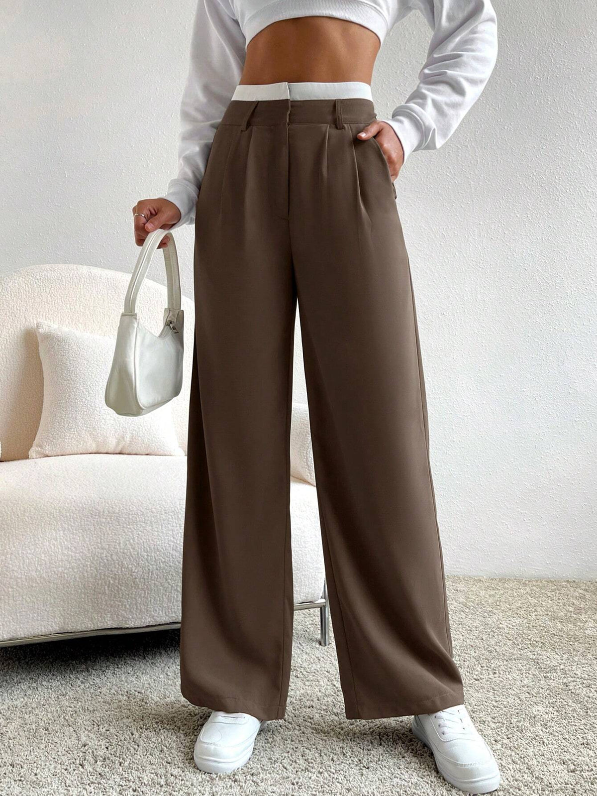 Calca-Feminina-Pantalona-Marrom-com-Branco-Loline-01