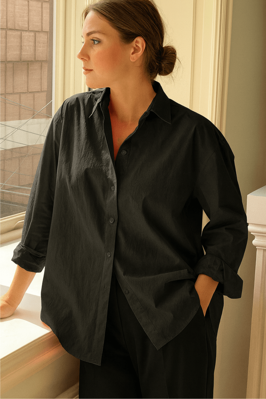 Camisa-Feminina-Manga-Longa-100%-Algodão-Preto-LOLINE-01