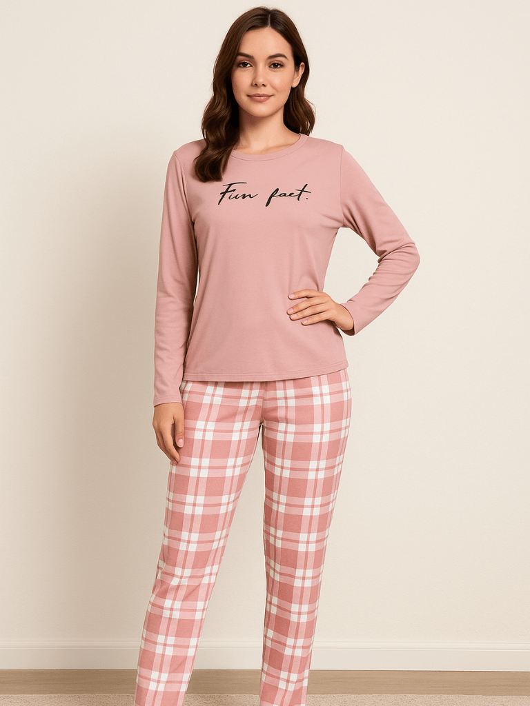 Pijama-Feminino-Conjunto-Manga-Comprida-Xadrez-Rosa-loline-01