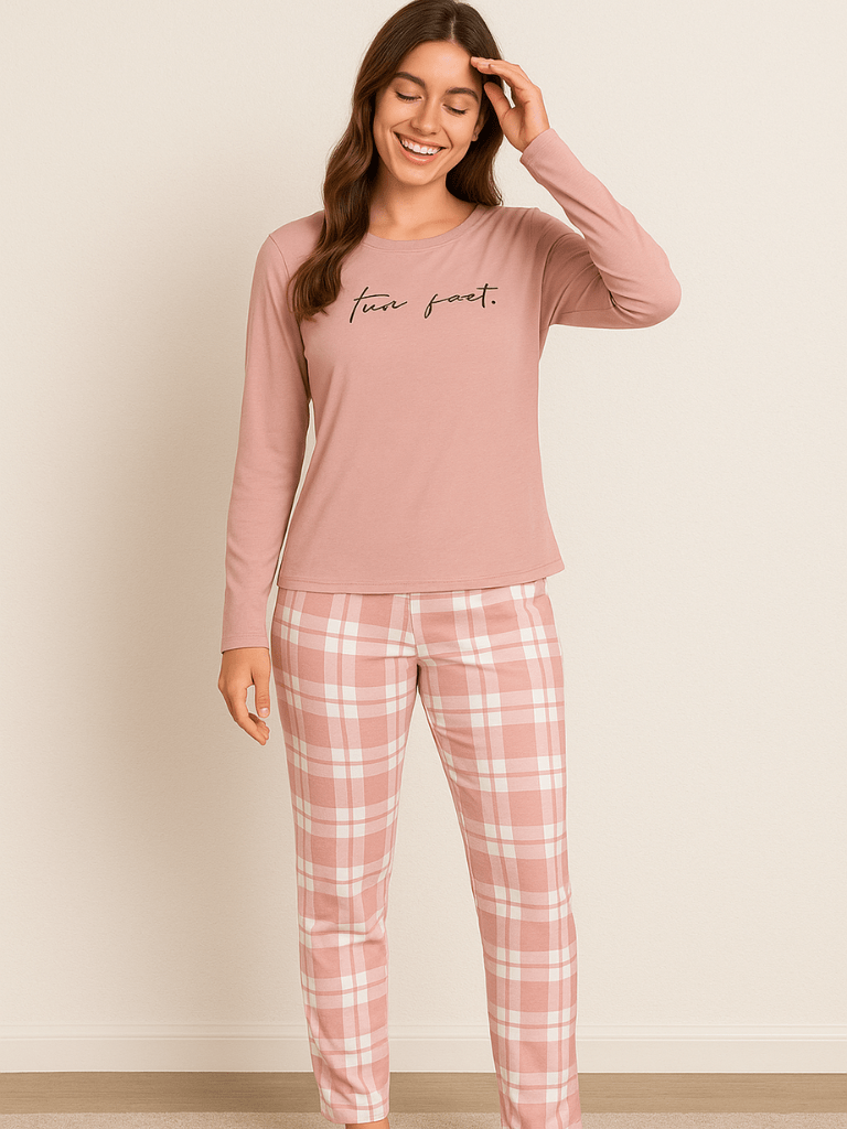 Pijama-Feminino-Conjunto-Manga-Comprida-Xadrez-Rosa-loline-03