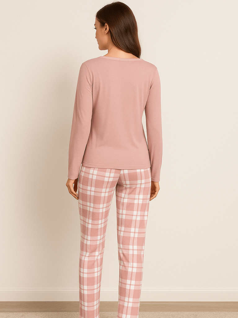 Pijama-Feminino-Conjunto-Manga-Comprida-Xadrez-Rosa-loline-04