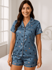 Pijama-Feminino-Conjunto-Manga-Curta-Cetim-Estampa-de-Coração-Azul-loline-01