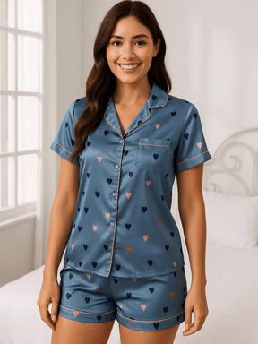 Pijama-Feminino-Conjunto-Manga-Curta-Cetim-Estampa-de-Coração-Azul-loline-01