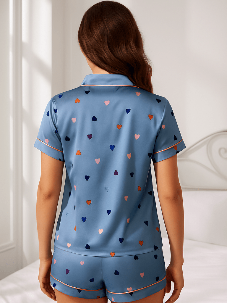 Pijama-Feminino-Conjunto-Manga-Curta-Cetim-Estampa-de-Coração-Azul-loline-04