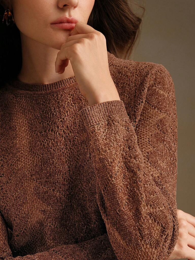 Suéter-Feminino-Gola-Redonda-Lã-Merino-Marrom-loline-03