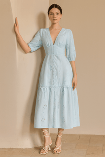 Vestido-Azul-Longo-Com-Renda-Decote-em-V-Loline-0112