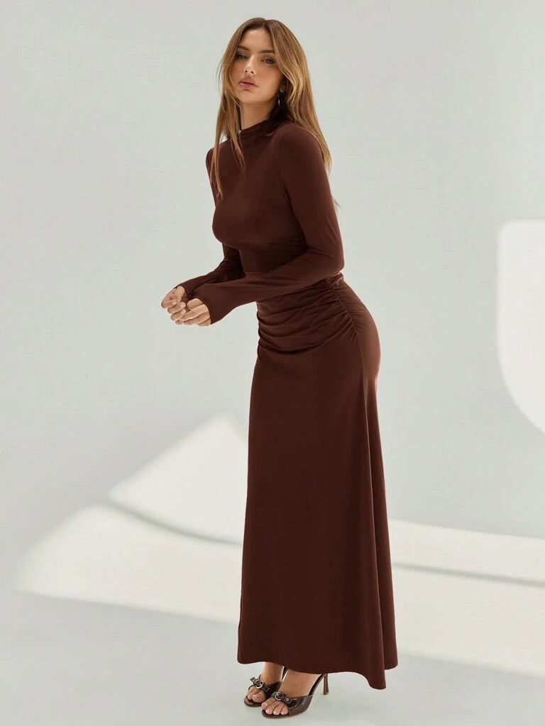 Vestido-Longo-Assimétrica-e-Franzida-Marrom-Anne-loline-04