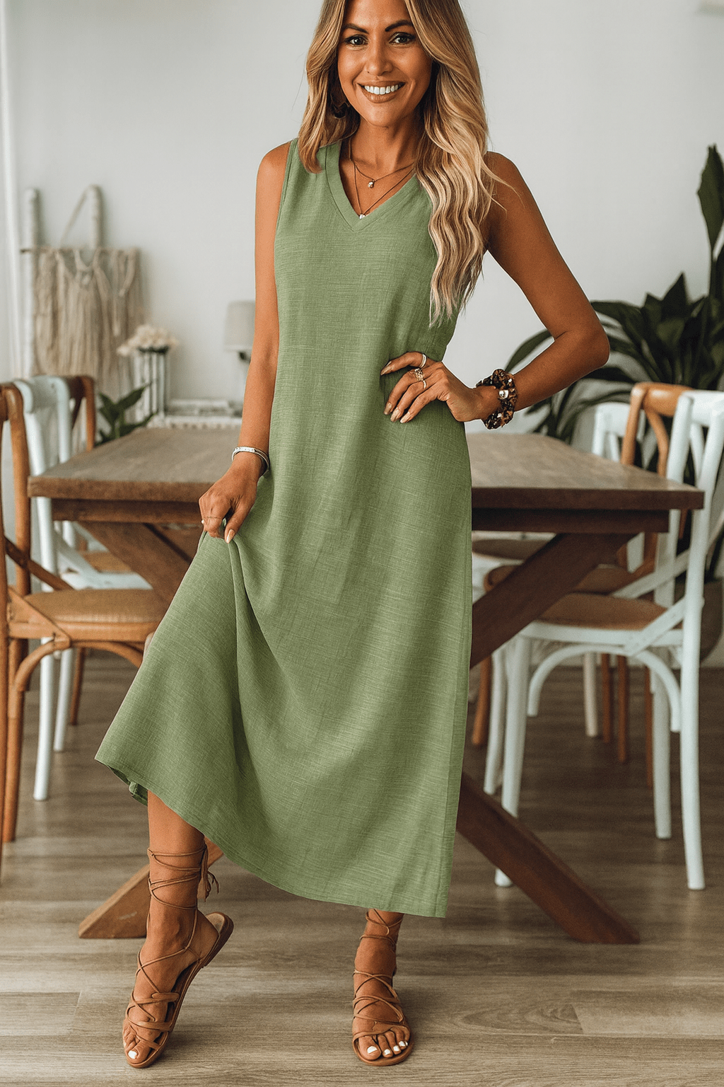 Vestido-Longo-Mangas-com-Decote-Entalhado-Verde-LOLINE-012