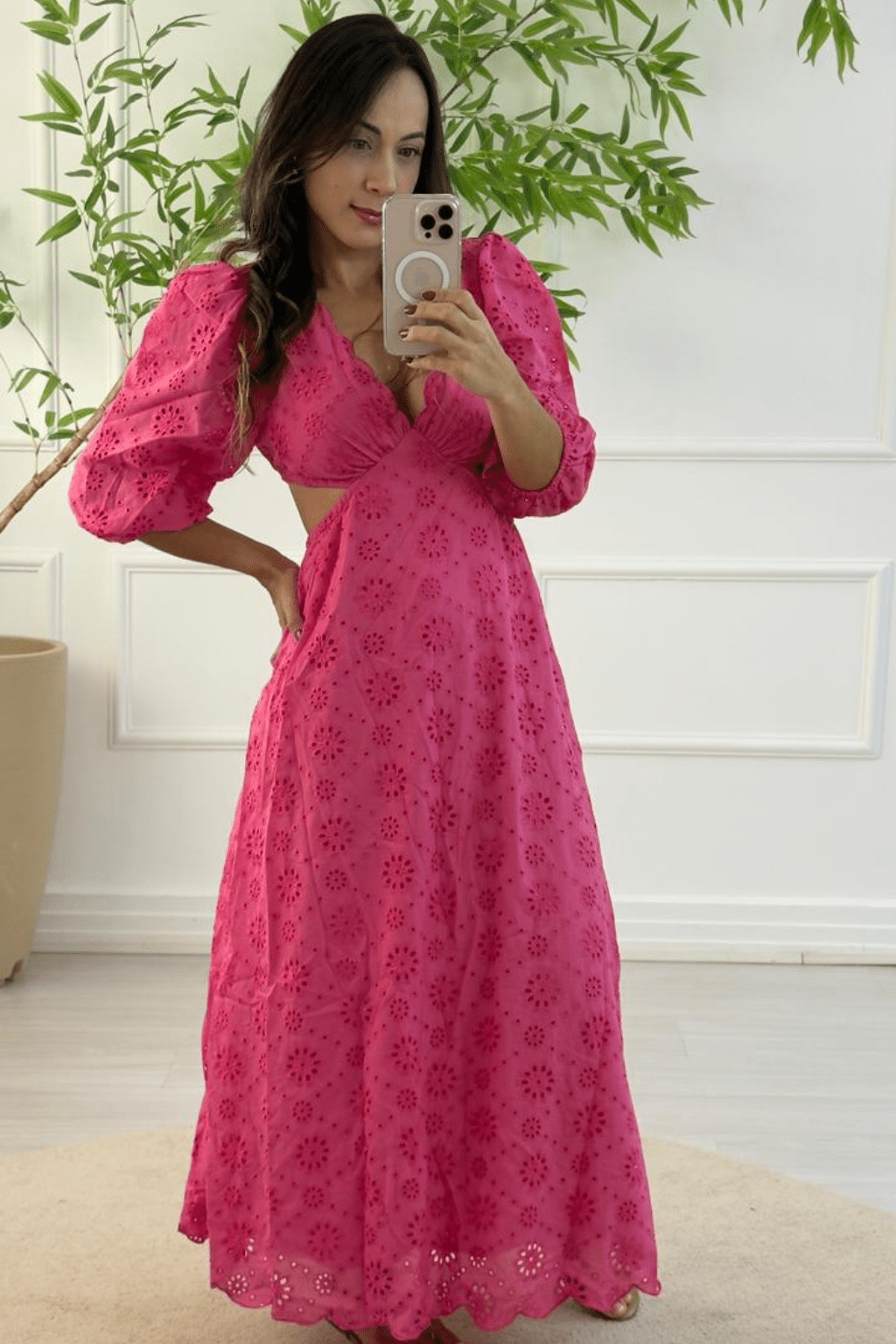 Vestido-Longo-Rosa-Decote-em-V-Guiana-Loline-017