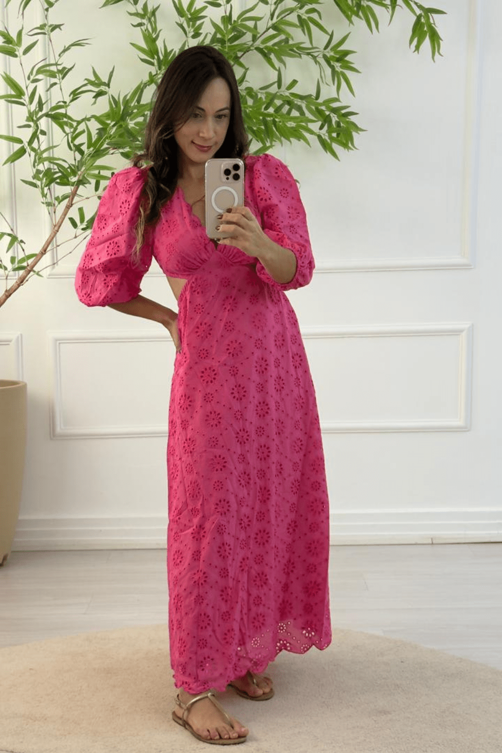 Vestido-Longo-Rosa-Decote-em-V-Guiana-Loline-019