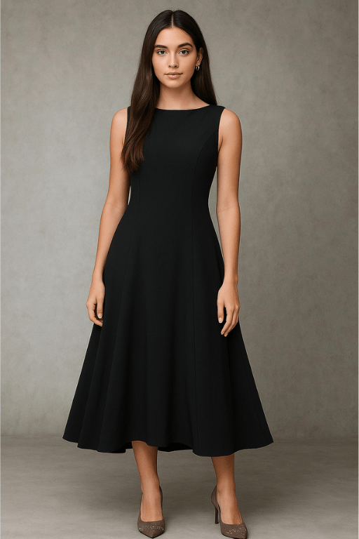Vestido-Midi-Elegante-Sem-Mangas-Preto-Tereza-LOLINE-01