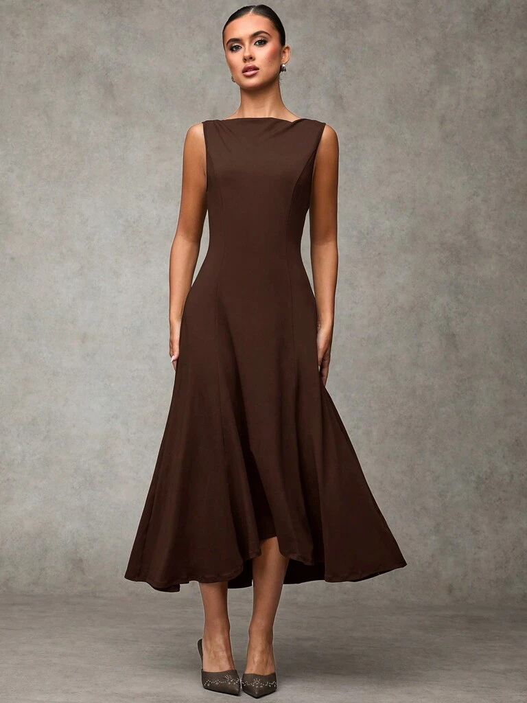 Vestido-Midi-Elegante-sem-Mangas-Cor-Cafe-Tereza-loline-01