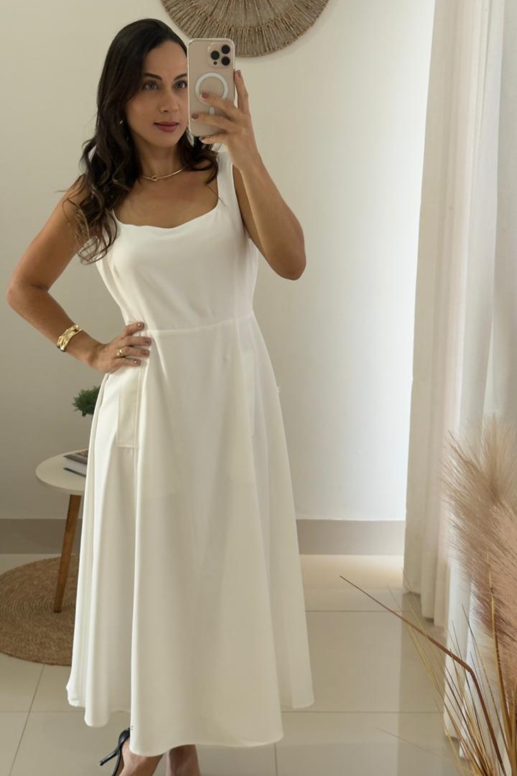 Vestido-Midi-Estilo-Frances-Decote-Quadrado-Branco-LOLINE-111