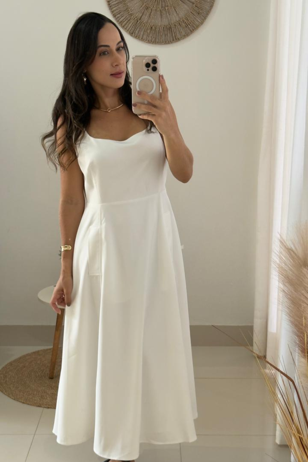 Vestido-Midi-Estilo-Frances-Decote-Quadrado-Branco-LOLINE-1155