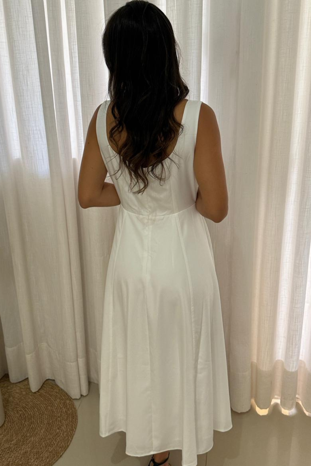 Vestido-Midi-Estilo-Frances-Decote-Quadrado-Branco-LOLINE-117