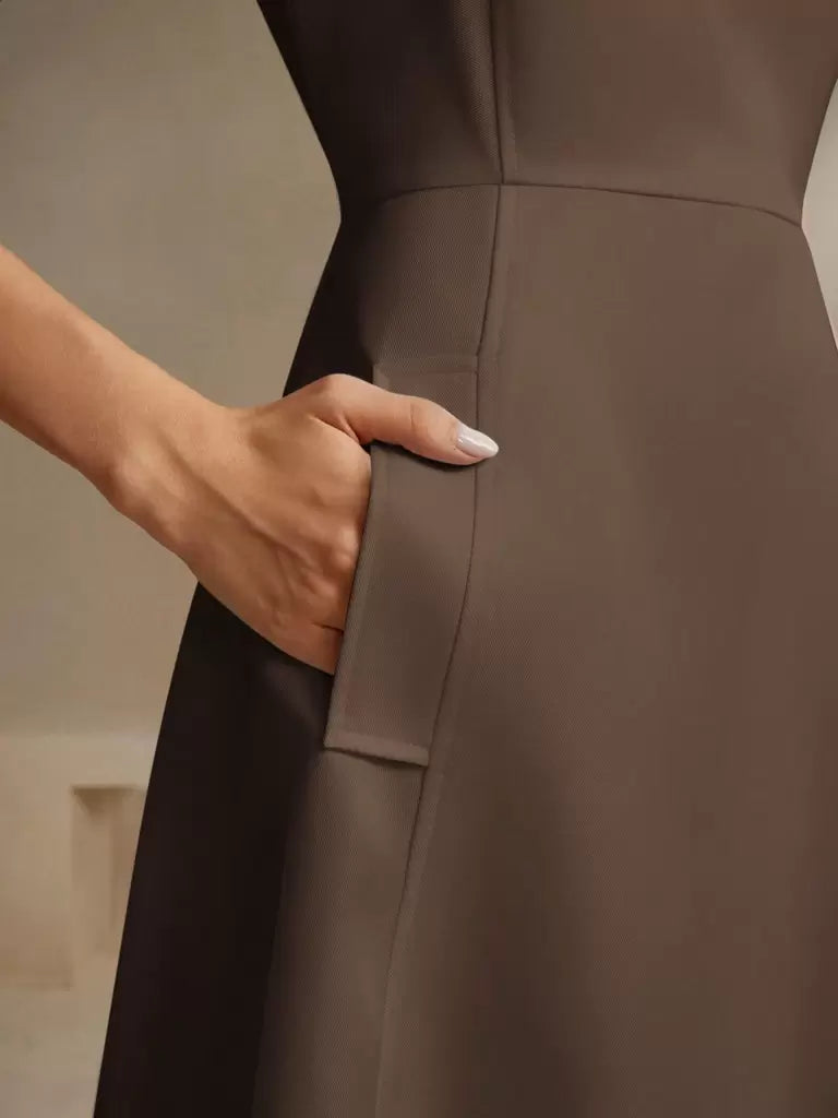 Vestido-Midi-Estilo-Frances-Decote-Quadrado-Marrom-LOLINE-03