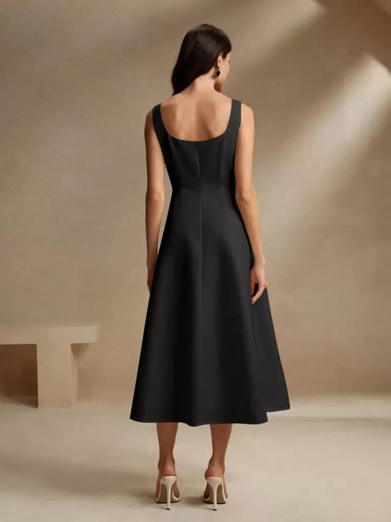 Vestido-Midi-Estilo-Frances-Decote-Quadrado-Preto-LOLINE-02
