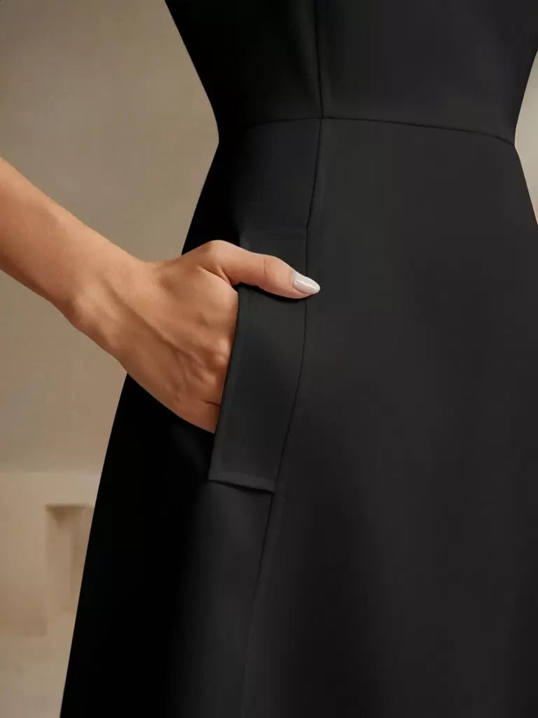 Vestido-Midi-Estilo-Frances-Decote-Quadrado-Preto-LOLINE-04