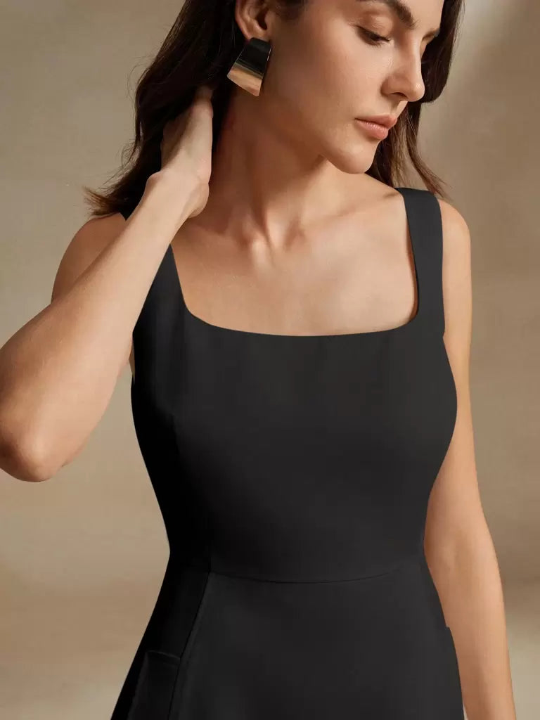 Vestido-Midi-Estilo-Frances-Decote-Quadrado-Preto-LOLINE-06