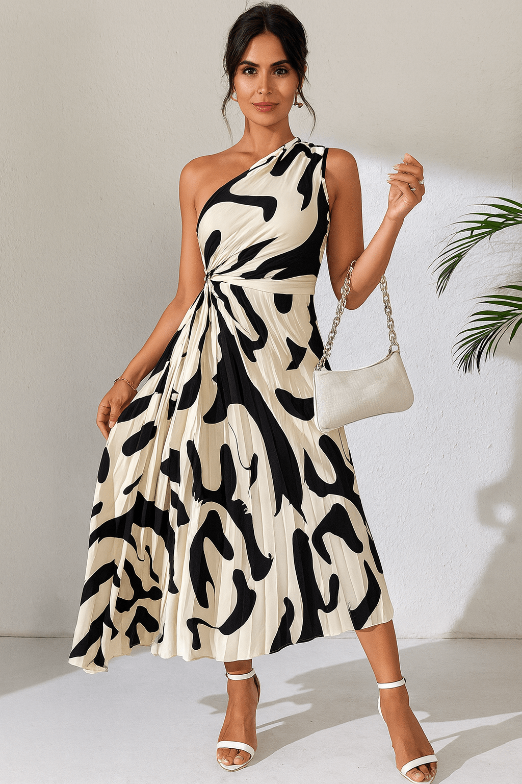 Vestido-Midi-Plissado-Branco-com-Preto-Toledo-LOLINE-01