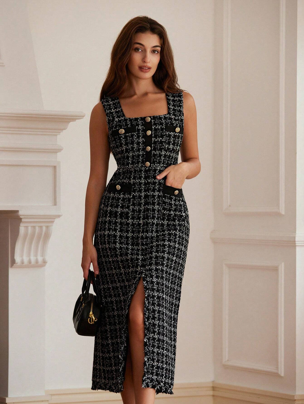 Vestido-Midi-Tweed-Francês-com-Mistura-de-Cores-Alyne-Loline-01