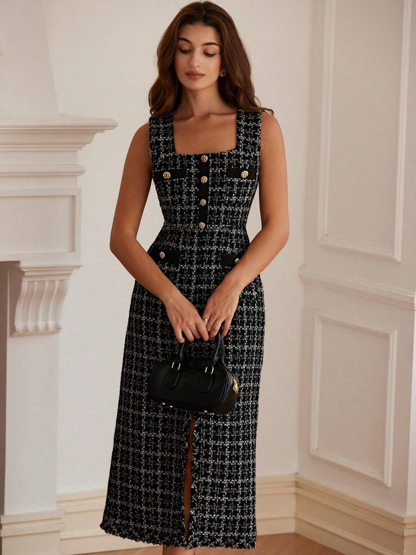 Vestido-Midi-Tweed-Francês-com-Mistura-de-Cores-Alyne-Loline-04