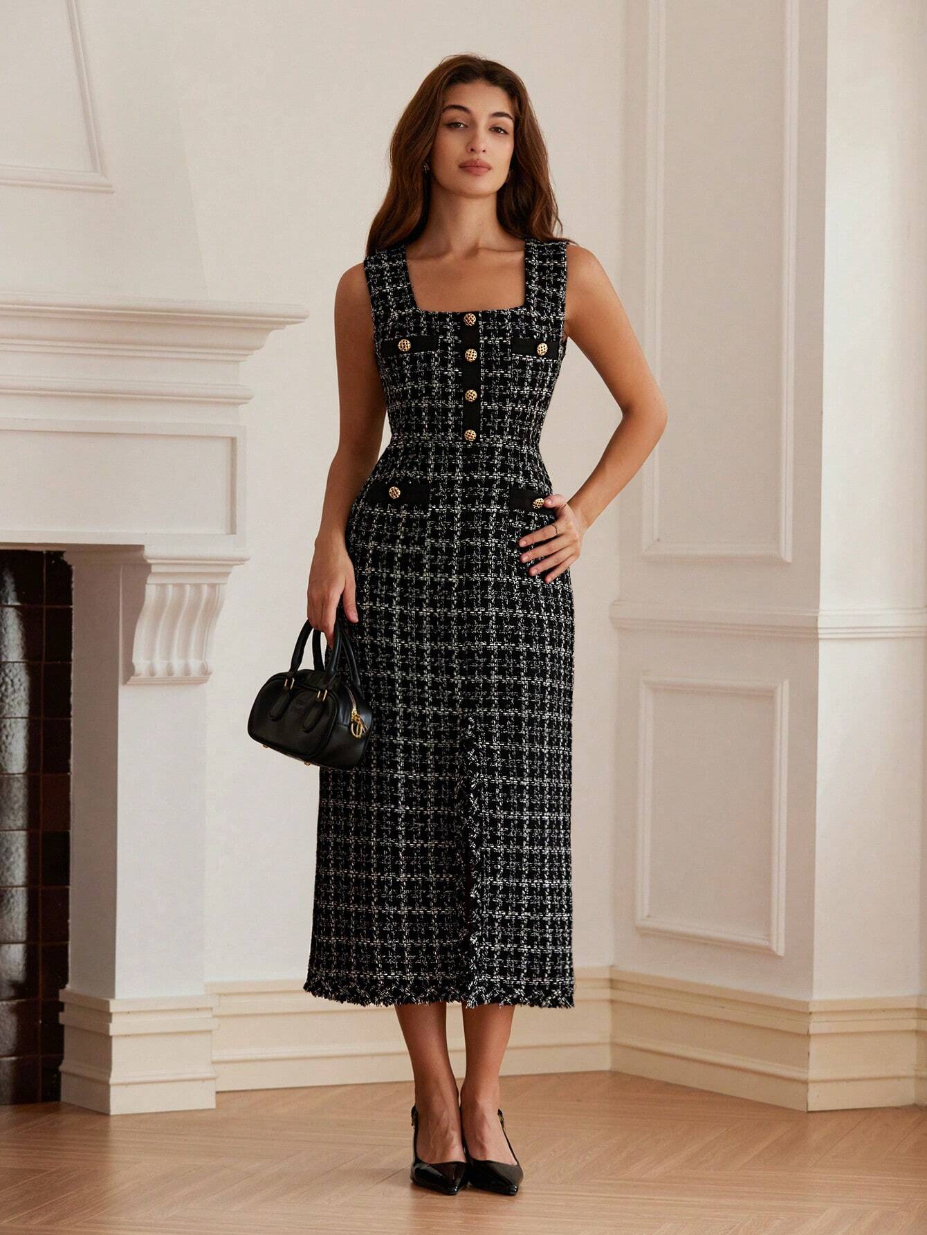 Vestido-Midi-Tweed-Francês-com-Mistura-de-Cores-Alyne-Loline-05